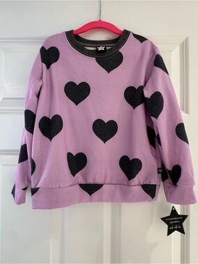 Pixielane Girls baby pink Heart Crewneck Sweatshirt - charcoal Hearts